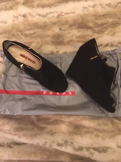 Prada open toe suede boots size 6, View more