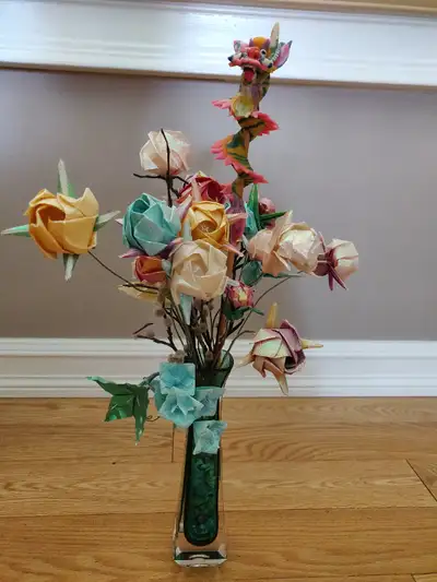 Handmade Dragon / Rose Flowers / Lucky Stars in Decorative Vase, View more