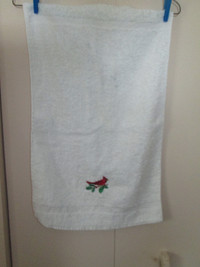 hand towel with cardinal motif (new - never used)