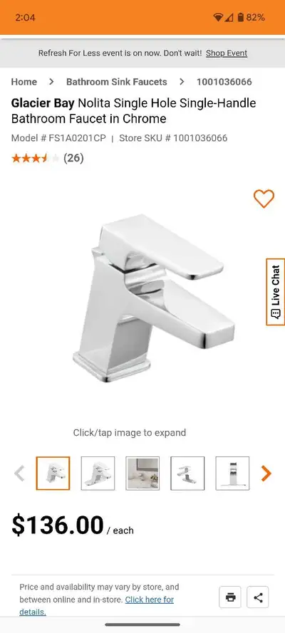 Glacier Bay Nolita Single Hole Single-Handle Faucet, View more