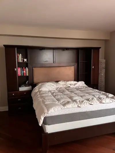 Real wood Bedframe with shelving, View more