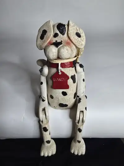 Adorable Dog (Bandit) Hand Carved Statue Shelf Sitter, View more
