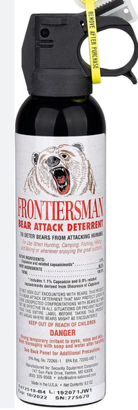 Frontiersman bear attack deterrent sealed bottle
