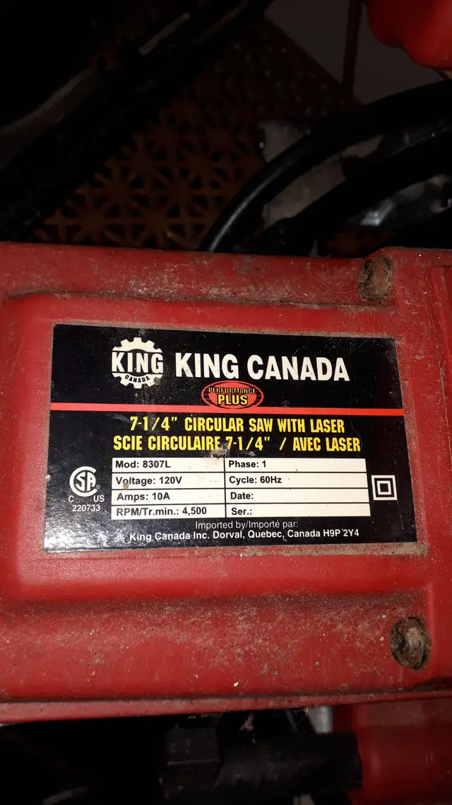 Circular saw by King Canada. in Power Tools in Peterborough - Image 3