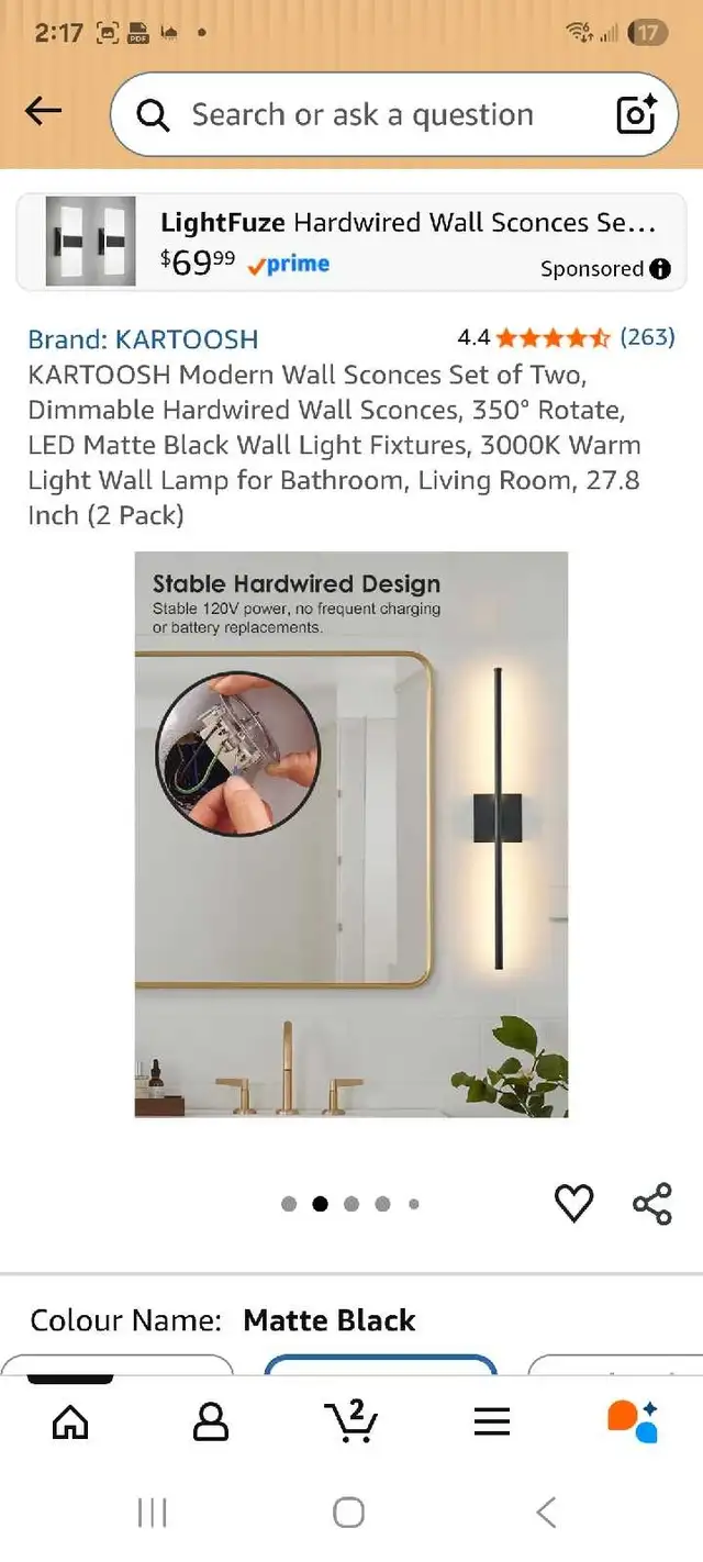 KARTOOSH Modern Wall Sconces Set of Two in Indoor Lighting & Fans in Kitchener / Waterloo - Image 3