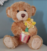 Animal Alley plush Bear with potted anamorphic flower Toys R Us