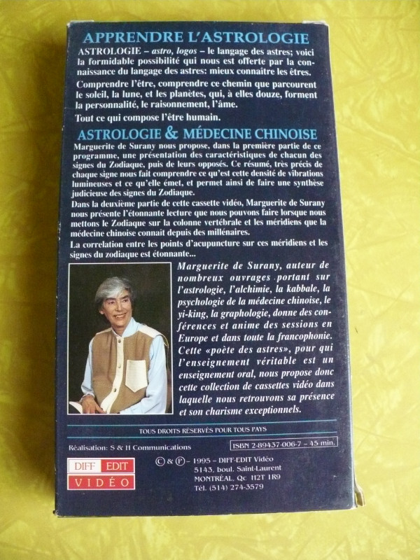 2 CASSETTES VHS-ASTROLOGIE & MÉDECINE CHINOISE- LA CARTE DU CIEL dans CD, DVD et Blu-ray  à Longueuil/Rive Sud - Image 2