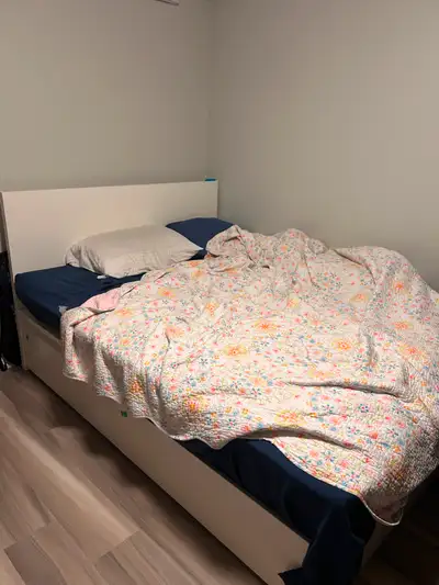 IKEA MALM Bed High bed frame/2 storage boxes, Queen Sized bed. Mattress not included. Bed frame come...