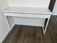 IKEA glass top desk with 2 drawers