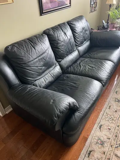 Natuzzi leather reclining sofa and love seat, View more