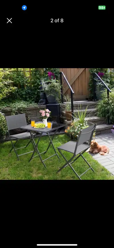 Brand new in box 3 Pieces Outdoor Bistro Table Set, Includes Metal Patio Dining Table & 2 Chairs, Fo...