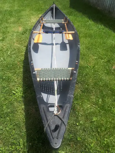 This is an Old Town 160 Guide canoe, perfect for paddling on calm lakes or gentle rivers, offering s...