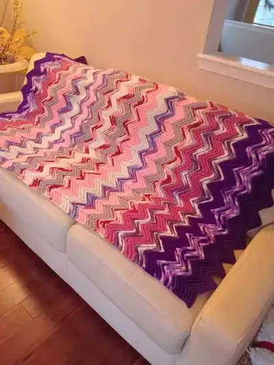 Handmade Crocheted Afghan Easter Colors, View more
