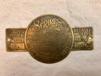 Rare Vintage Scripps Marine Motor Brass Tag