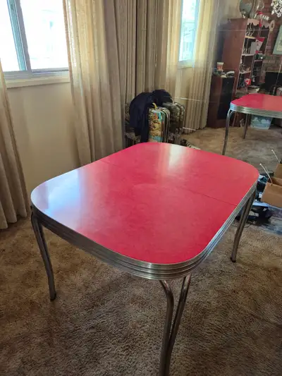 Antique 1950S -1960  CHROME DINING TABLE AND 6 CHAIRS, View more