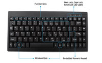 Adesso USB Mini Keyboard with Embedded Numeric Keypad Black