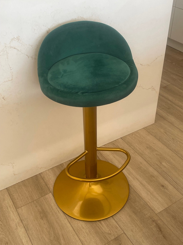 Green Velvet bar stools like new Adjustable height. 8 available in Chairs & Recliners in City of Toronto