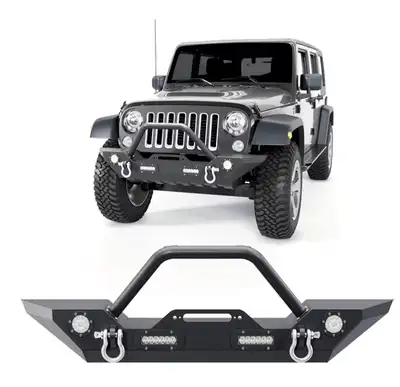 New Assembled Front Metal Bumper with Lights for Jeep. Ultra-Rugged. Direct Bolt-on. Textured black...