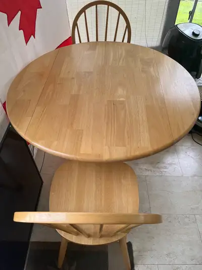 solid wood dual drop pedestal dining set, View more