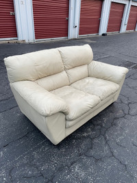 White Leather 2-Person Couch