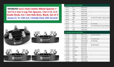 4x Wheel Spacers Hub Centric 1” 5x4.5  Honda Civic CRV Acura RDX, View more