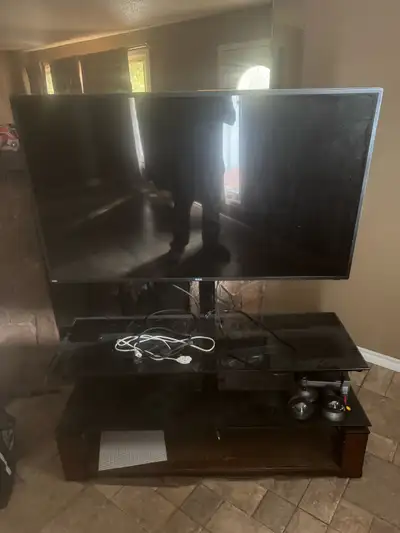 60”Tv and stand with small matching stand , View more
