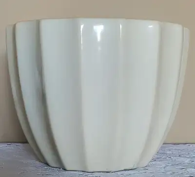 GLAZED CERAMIC PLANT POT WITH VERTICAL RIBBING, View more