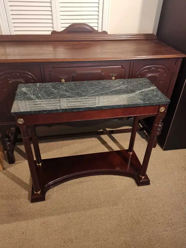 Beautiful and strong solid wood console table, real marble top in Other Tables in Markham / York Region - Image 6