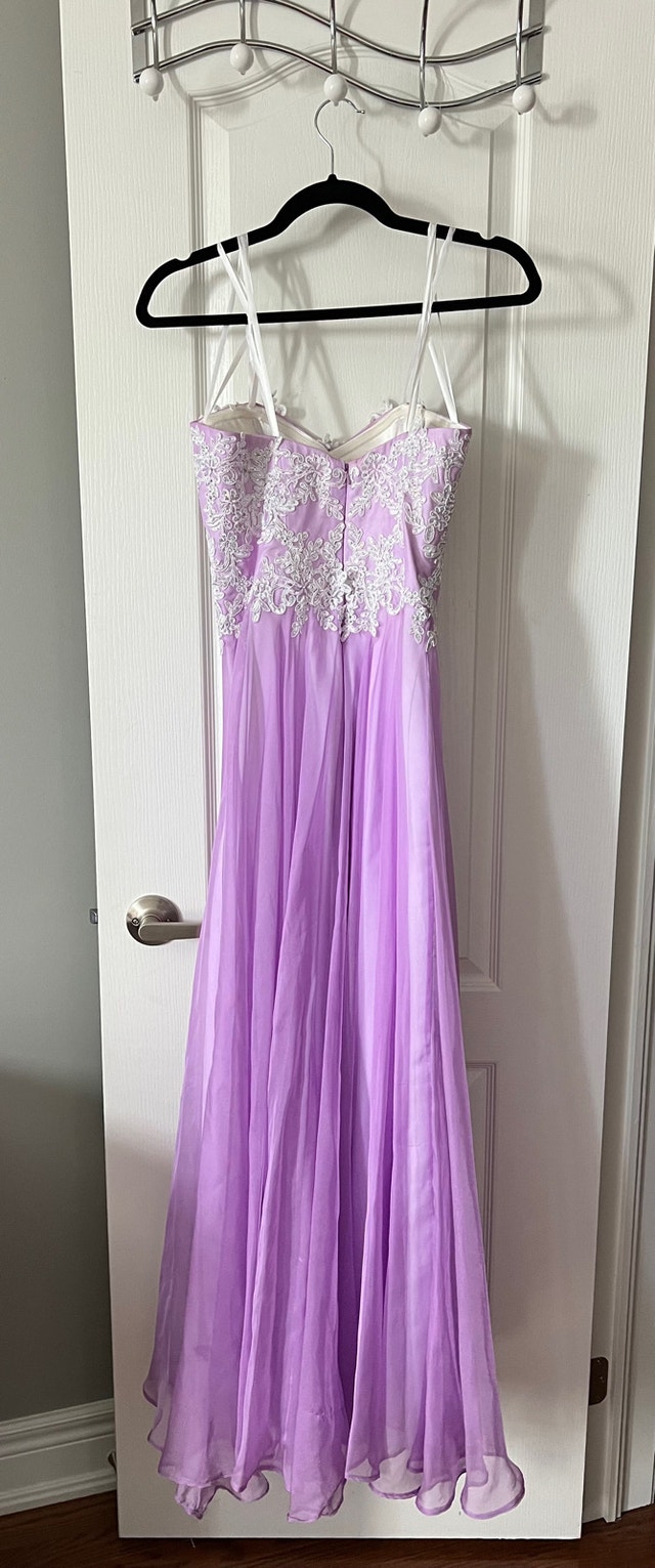Purple Prom Formal La Femme Dress with Lace Detail Women's Dresses