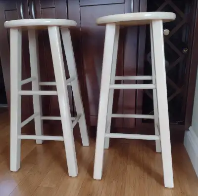 Bar Stools Neutral Color Wood Set of Two, View more