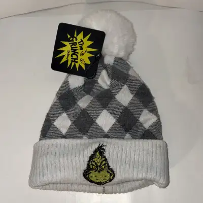 MAD Engine The Grinch Dr Seuss White Pom Winter Hat Toque Beanie, View more