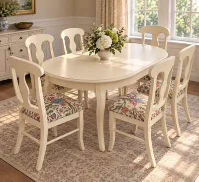 Cream Oval Dining Table & 6 Chair Set, View more