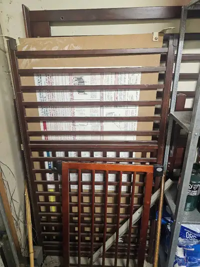 Assembly required. Brown colored crib, can be converted into mini couch/ double size bed. All instru...