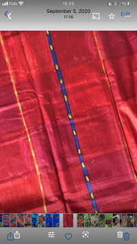 Reds w/ bright color stripes cotton rod curtain(1 big panel) new