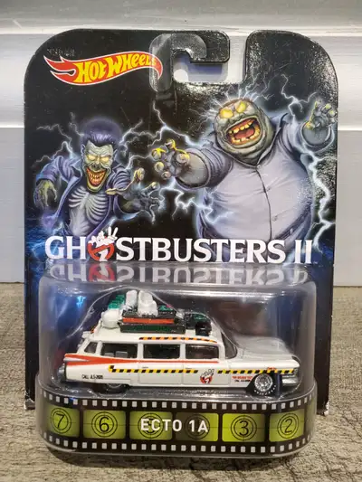 Rare BNIB BDT96 2014 Release 1:64 Diecast Hot Wheels Retro Ghostbusters II Ecto 1A Cadillac Hearse M...