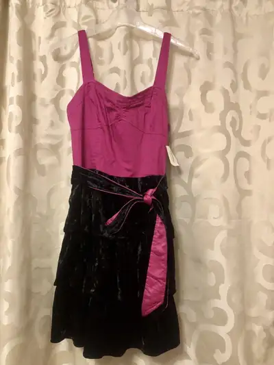 Brand New Aeropostale Light Flowy Summer Dresses. Pink top with velvet black flowy bottom and belt,...