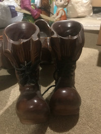 Vintage wood boots decoration