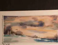 Aquarelle paysage 10 1/2” x 21 3/4” Original Watercolor painting