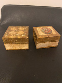 2 vintage Florentine trinket/ jewelry box. 3”x3”x2”.