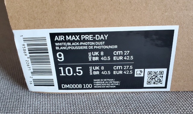 ! BNIB ! - Nike Air Max Pre-Day Shoes (M-9, W-10.5) in Men's Shoes in Hamilton - Image 3