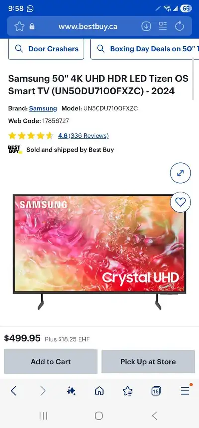 2024 - Samsung 50" 4K UHD HDR LED Tizen OS Smart TV, View more