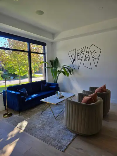 Beautiful blue velvet  sofa or couch, View more