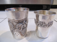 Vintage Sterling Silver Kiddush Style Drinking Cubs Cir 1940-50s