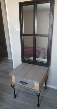 Rustic End Table and Mirror