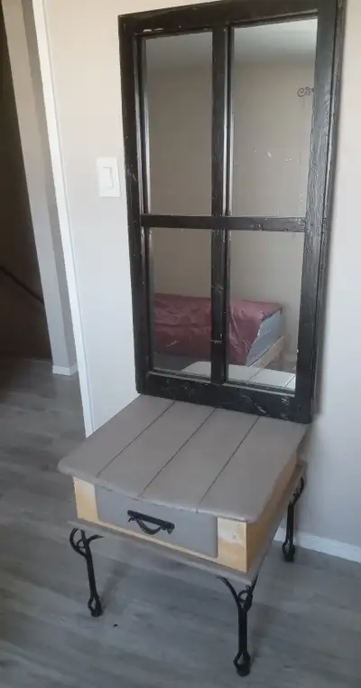 Rustic End Table and Mirror, View more