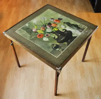 Vintage Folding Illustrated Card Table, View more