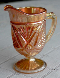 Carnival Glass Creamer-Marigold (Cathedral Sweden Pattern)