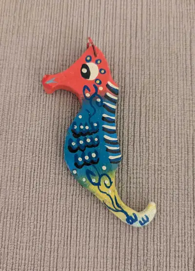 Hand-Painted Wooden Seahorse Ornament, View more
