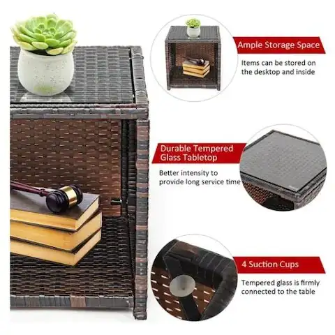 Costway 3PCS Patio Rattan Wicker Furniture Cushion Sofa Coffee in Patio & Garden Furniture in City of Toronto - Image 9