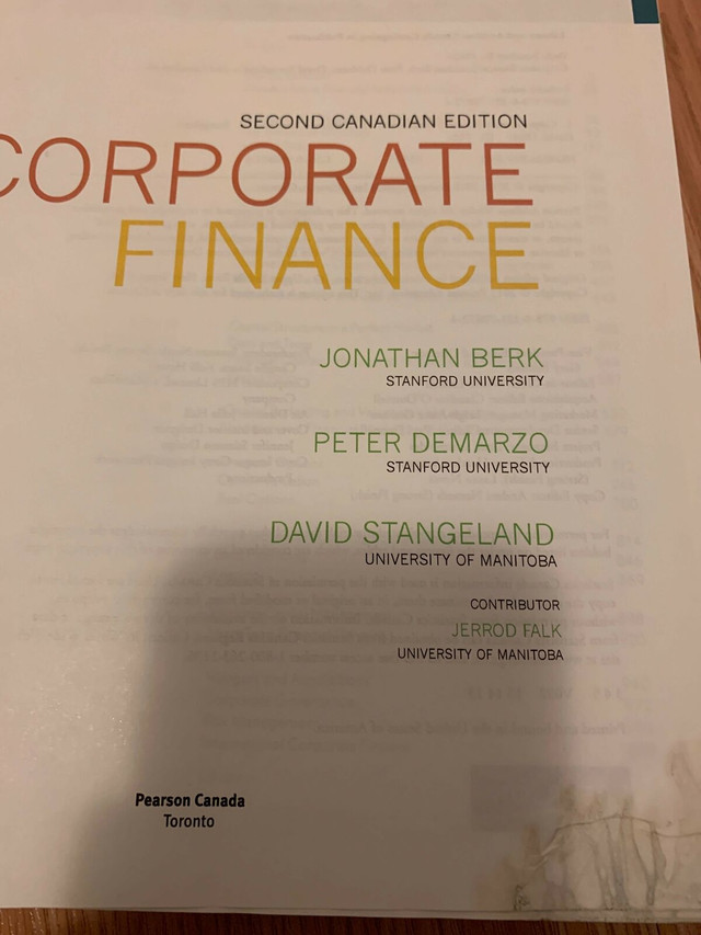 CORPORATE FINACE SECOND CANADIAN EDITION in Textbooks in Kitchener / Waterloo - Image 4